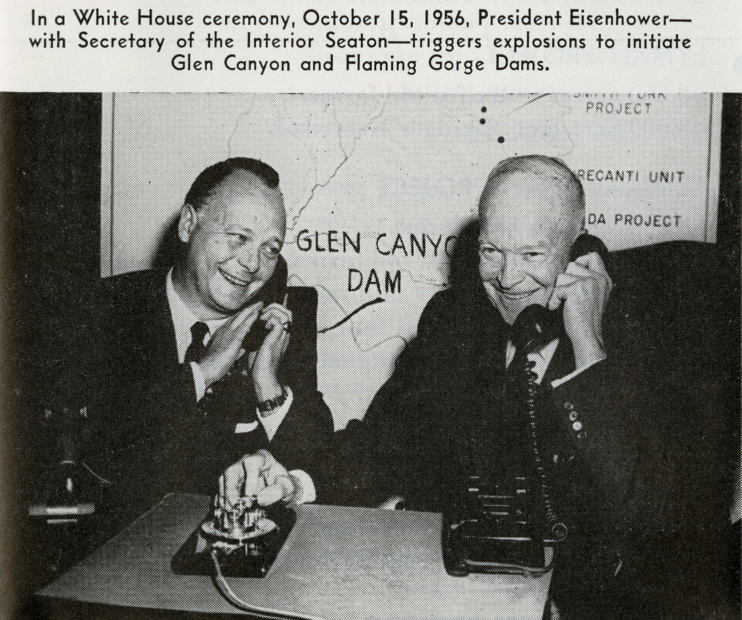 President Eisenhower triggering construction of dams at Flaming Gorge and Glen Canyon (series 200).
