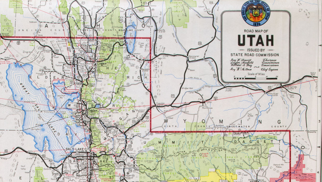 Part of road map of Utah