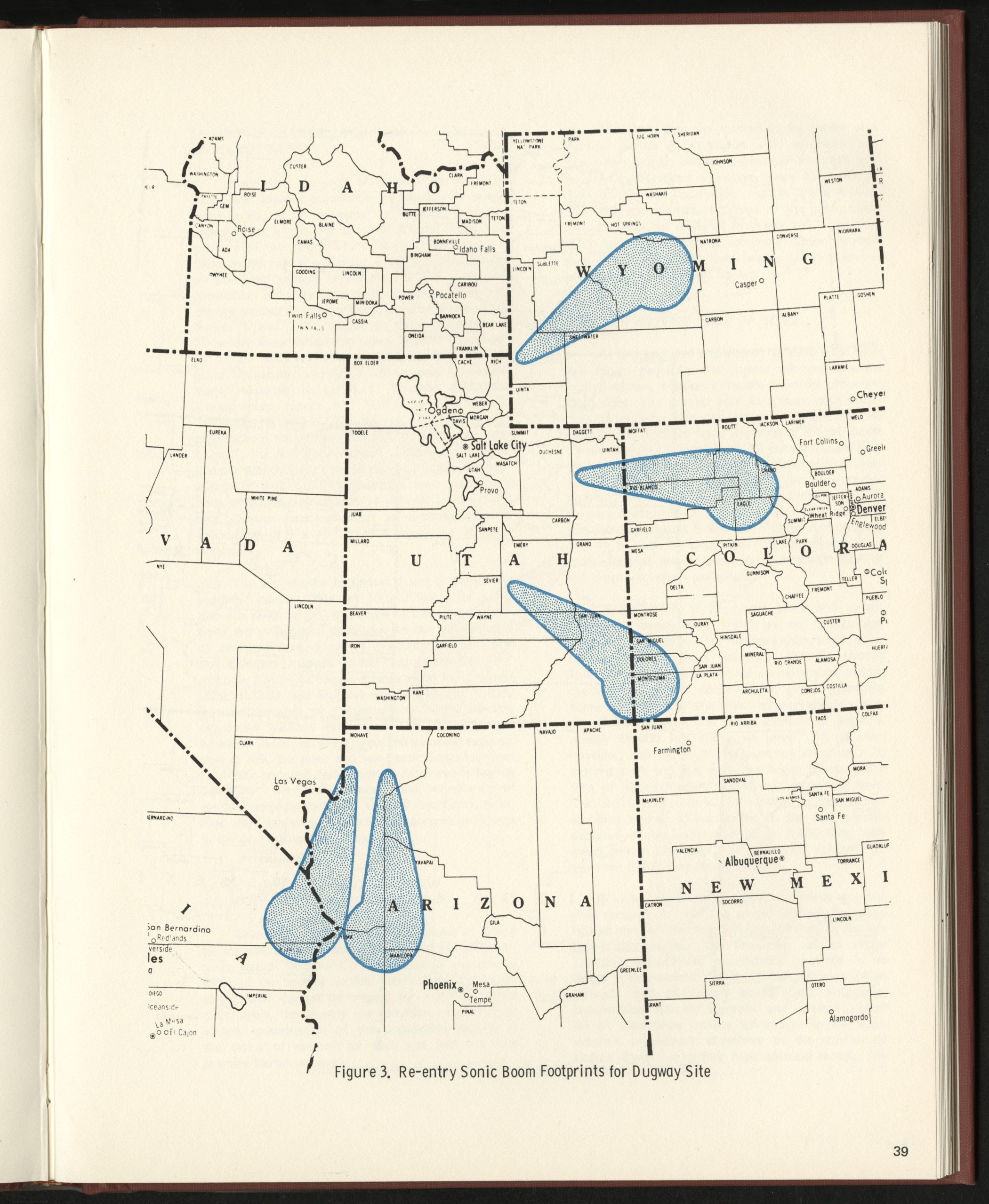 Re-entry Sonic Boom Footprints for Dugway Site. Utah Spaceport Committee Reports, Series 1255.