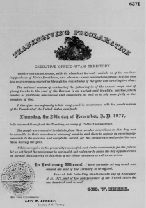A 1 page document with Thanksgiving Proclamation across the top. 