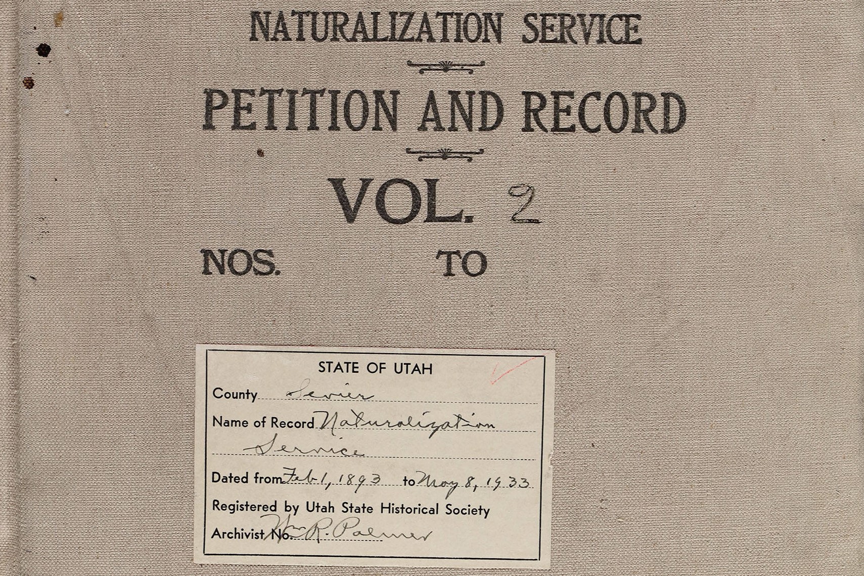 Cover of the 1893-1933; Petition for Naturalization