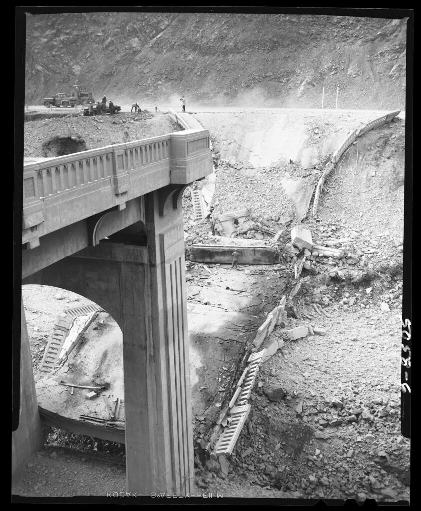 After the third demolition explosion, only the shorter southern section of the bridge was left.