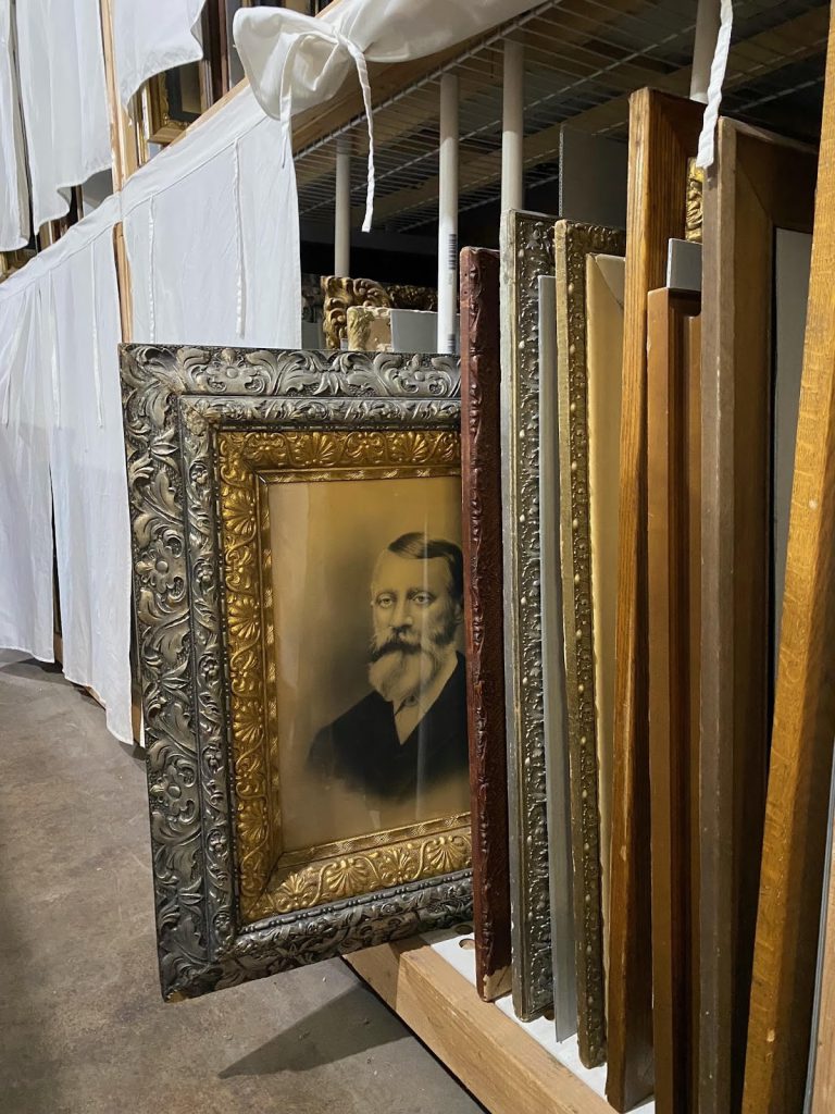 A portrait of pioneer Ezra Davis Carpenter, one of the many framed crayon portraits that is now part of Cache DUP’s digital collection. The digital image lets us keep the original stored in a safe location and still gives us easy online access.