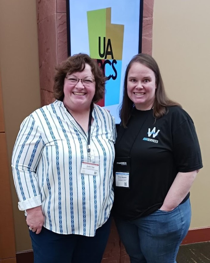 Utah State Archives and Records Service RIM Section Administrator & Chief Records Officer Kendra Whitaker Yates and Emily Bejarano, expert records officer from Academica West at the Utah Association of Public Charter Schools annual conference earlier this year.