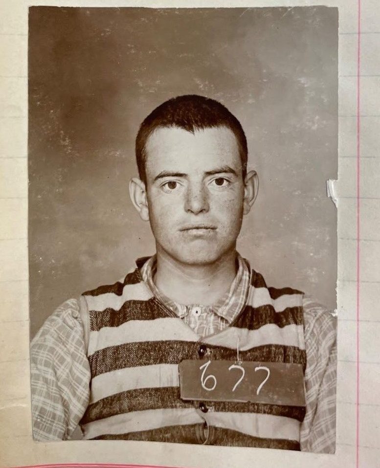 Photo of Frank Smiley in his prison uniform.