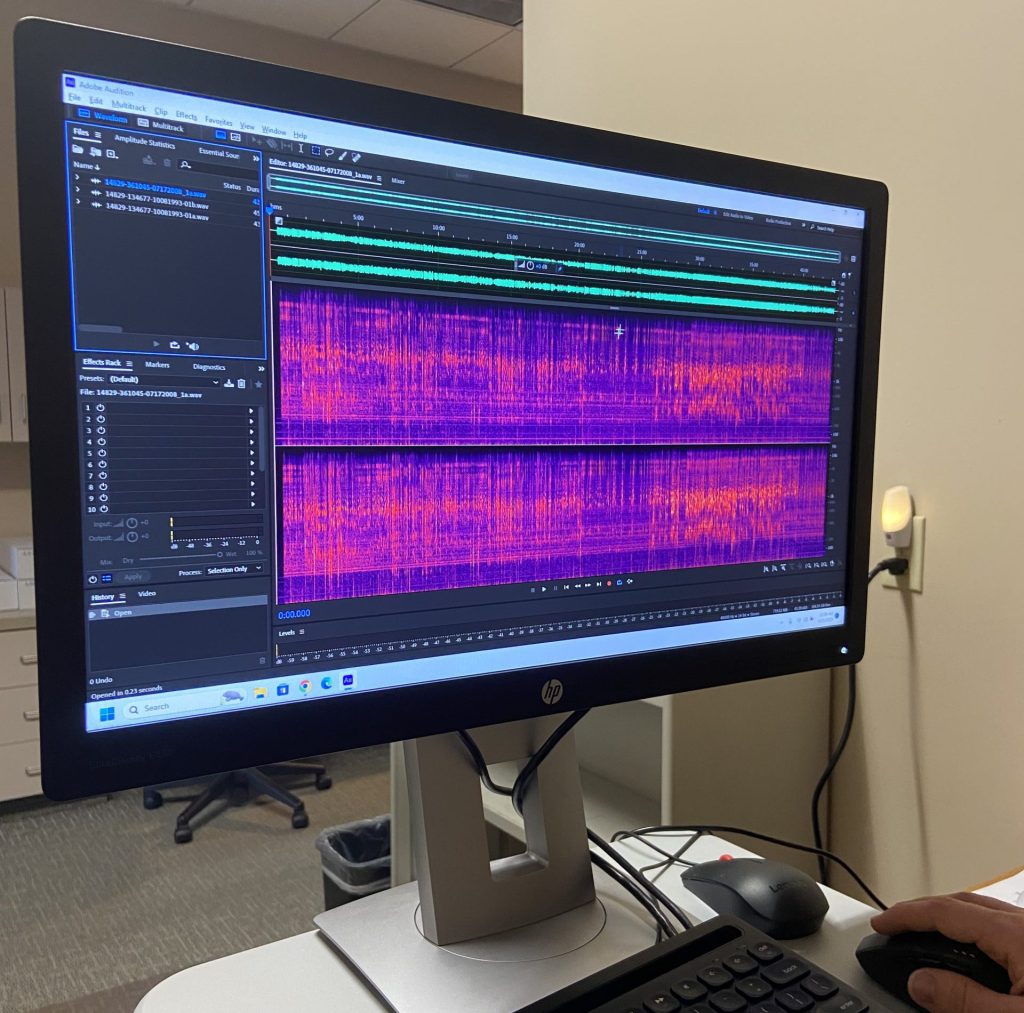 Shot of the audio recordings on the computer