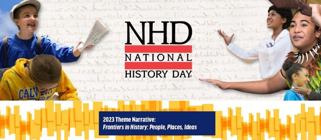 Banner for NHD that shows students performing.