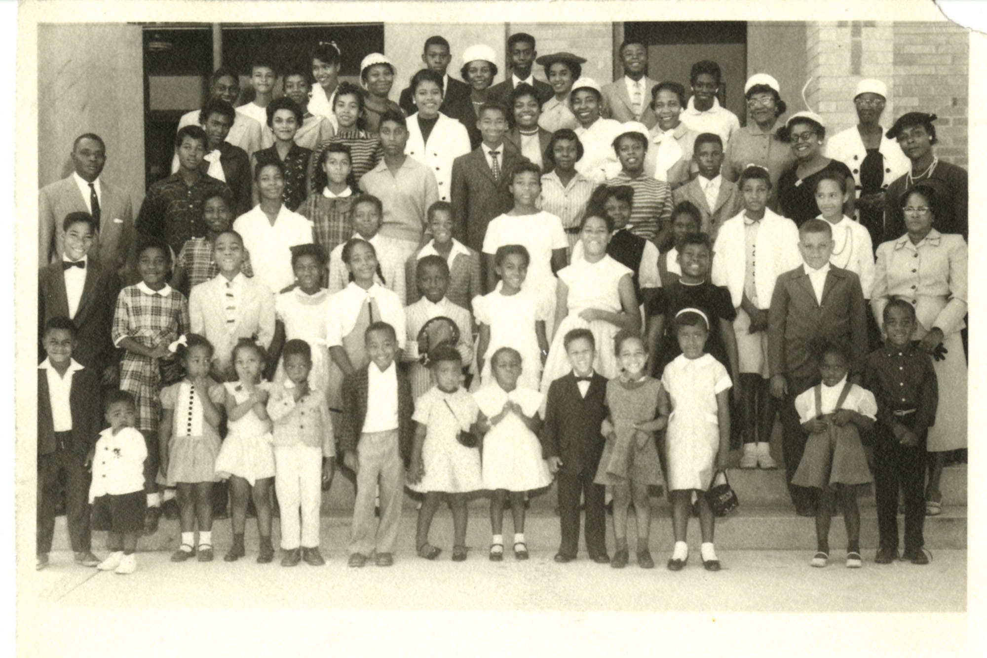 black and white photograph of members of the Ogden Baptist Church in 1960