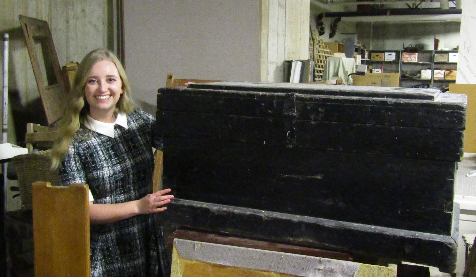 Museum Director Annie Bommer rediscovered Allen’s lost documents in this trunk in 2021.