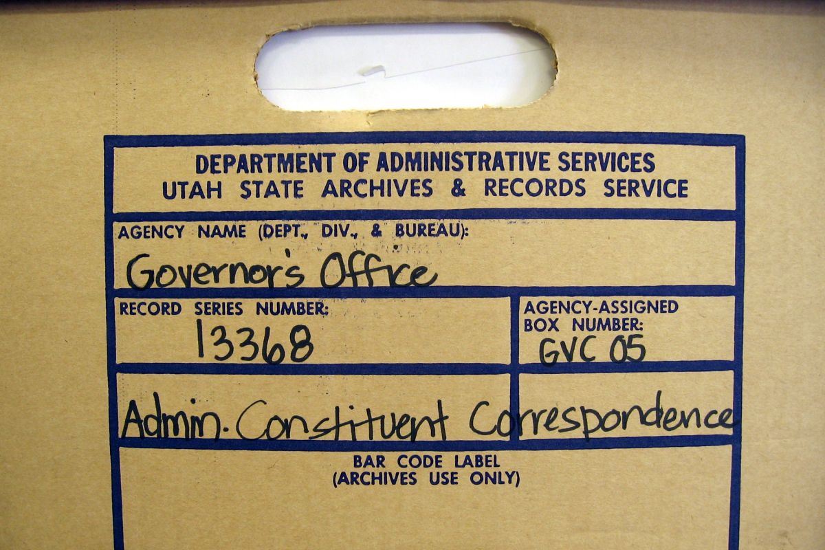 a box with Governor's Office written on it