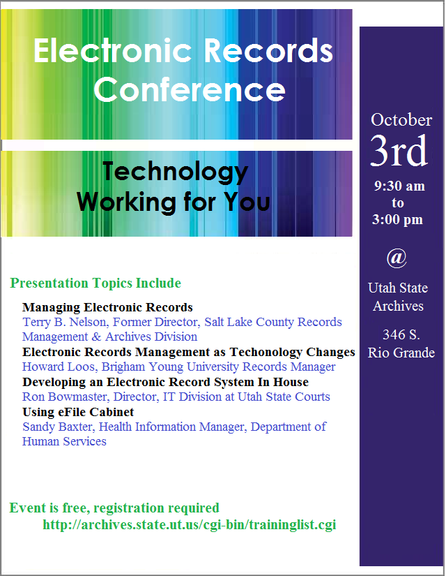 Featured image for “Electronic Records Conference on October 3rd, 2014”