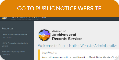 Screenshot of a card with some text reading "go to public notice website"