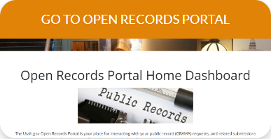 Screenshot of a card with some text reading "go to open records portal"