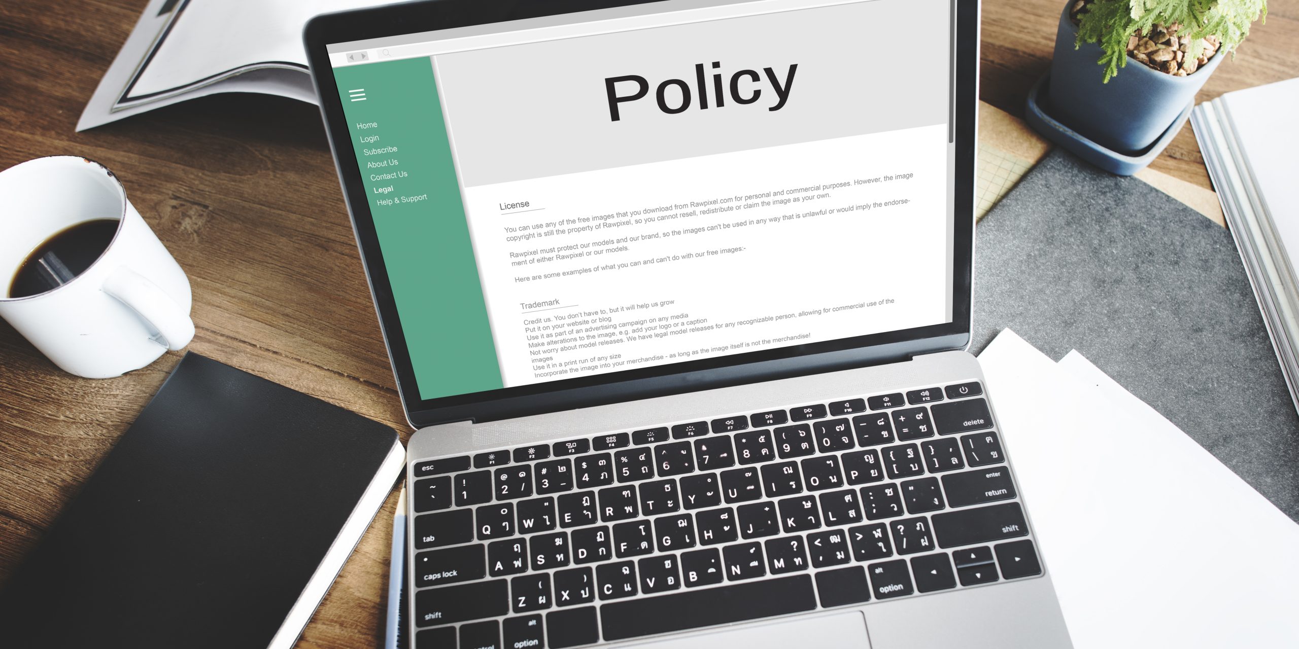 Privacy Policy information showing up on a laptop screen
